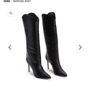 Schutz Maryanna Boot - Black Crocodile Embossed Leather - US size 9